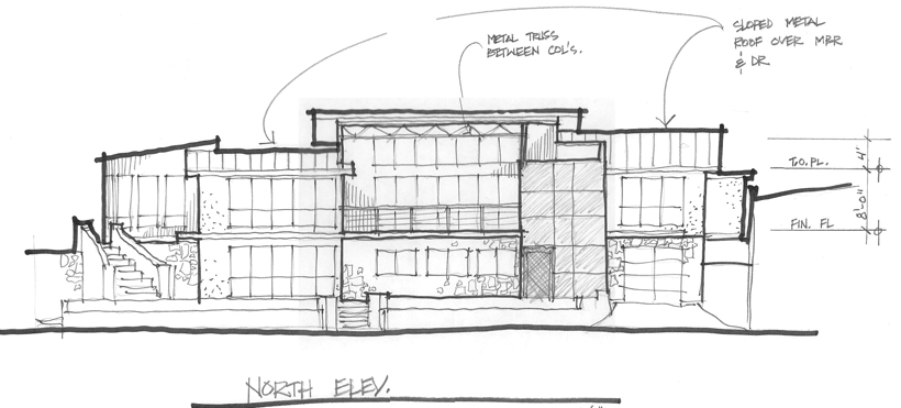 Lakeside Addition & Wholehouse Remodel, ENR architects, Granbury, TX 76049 - Sketch Elevation North